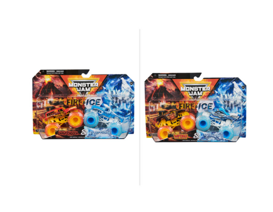 Monster Jam | 1:64 Scale True Metal Fire and Ice Trucks - Assorted, 2 Pack