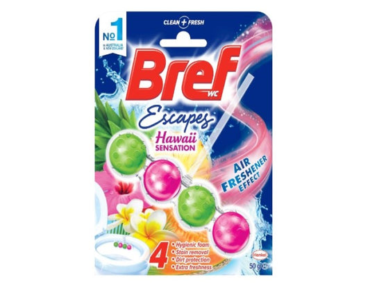 Bref Escapes Hawaii Sensation with Air Freshener Effect, Rim Block Toilet Cleaner, 50g