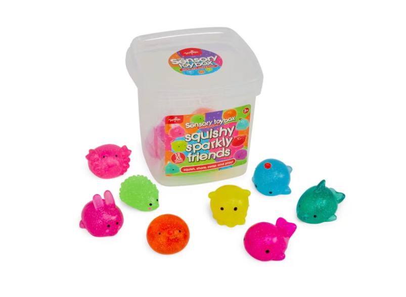 ToyMania | The Sensory Toy Box Squishy Sparkly Friends Set, 12 Pack