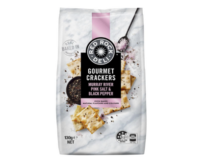 Red Rock Deli Reg Gourmet Murray River Pink Salt & Black Pepper Cracker 130 g