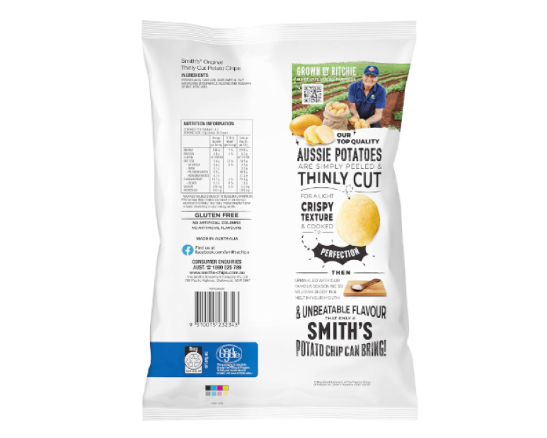 Smith's Thinly Cut Original Potato Chips 175 g