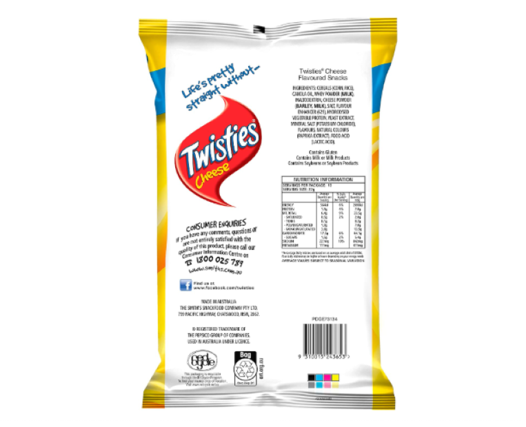 Twisties Cheese Snacks Party Size Share Pack 270g