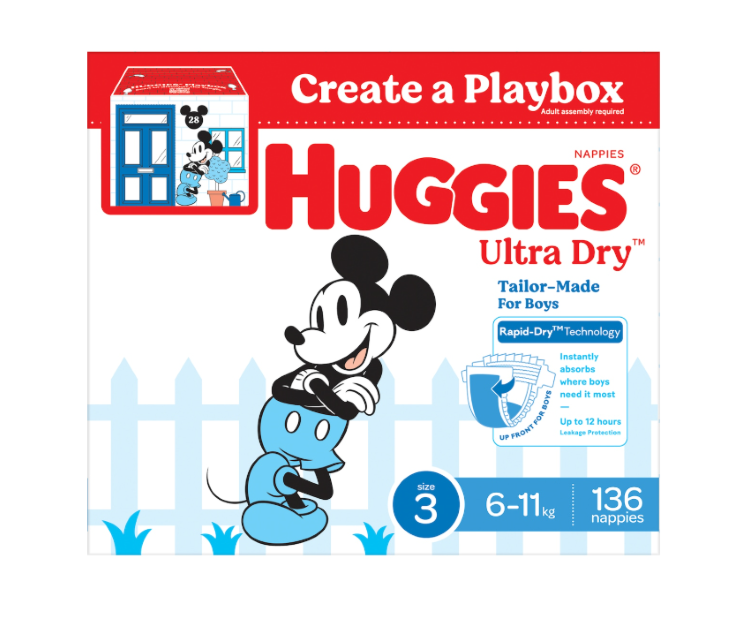 Huggies Ultra Dry Nappies Boys Size 3 (6 - 11kg) 136 Pack