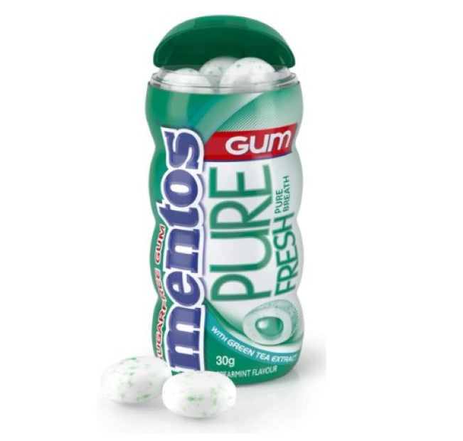 Mentos Pure Fresh Chewing Gum 10 Pocket Bottles, 10 x 30 g, Spearmint