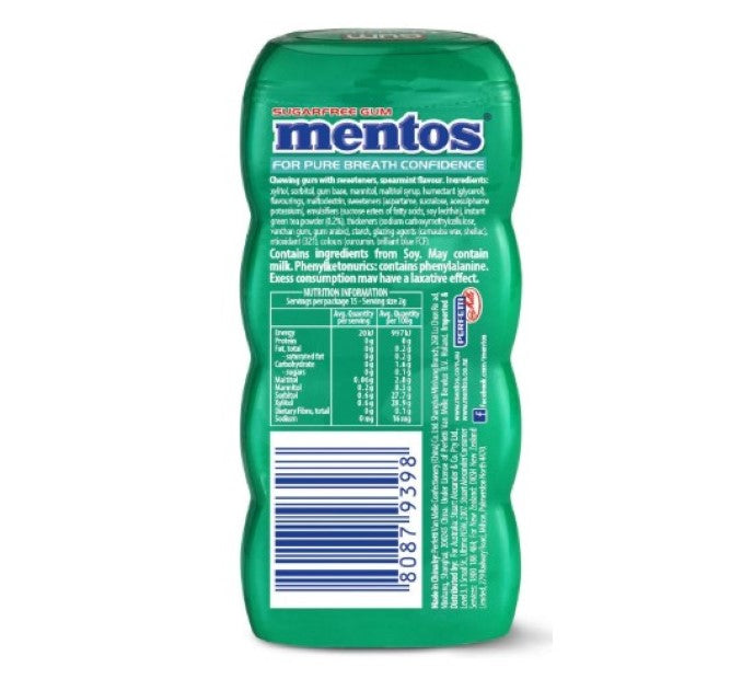 Mentos Pure Fresh Chewing Gum 10 Pocket Bottles, 10 x 30 g, Spearmint