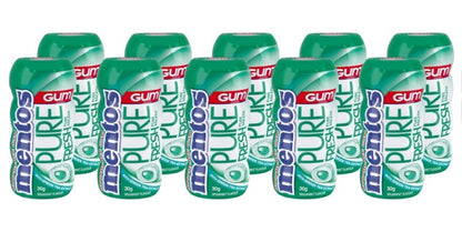 Mentos Pure Fresh Chewing Gum 10 Pocket Bottles, 10 x 30 g, Spearmint