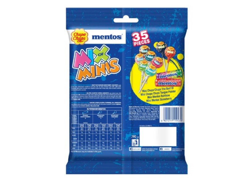 Chupa Chups Mix of Minis Bag, 35 Lollipops and Mini Rolls