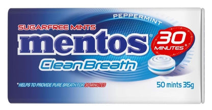 Mentos Clean Breath Mints, Peppermint, 12 Tins, 12 x 35 g, Peppermint