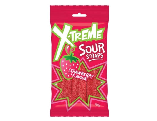 Universal Candy Xtreme Strawberry Flavour Sour Straps 160 g