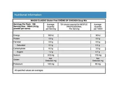 Maggi Gluten Free Crème of Chicken Soup Mix, 2kg (Makes 35.3 litres, 196 Serves)