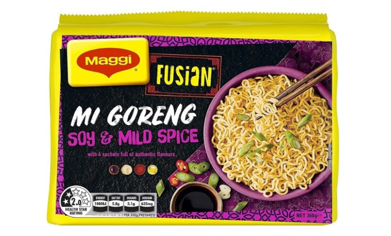 MAGGI FUSIAN Noodles Mi Goreng Soy and Mild Spice 30 Pack, 6 x 5