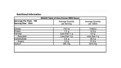 Maggi Taste of Asia Korean BBQ Sauce, 1 Litre