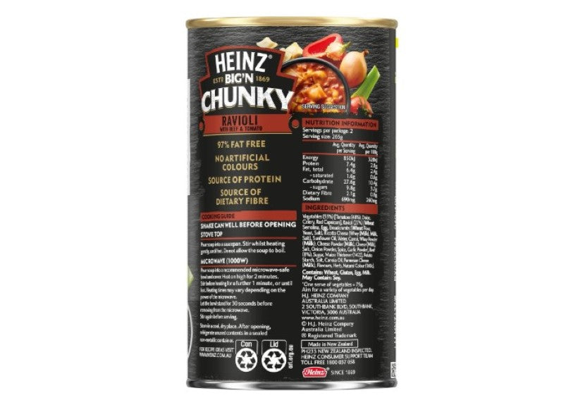 Heinz Big N Chunky Ravioli with Beef and Tomato Soup Canned Meal Dinner