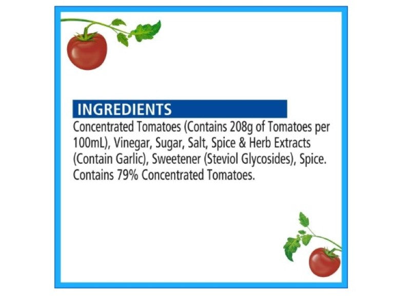 Heinz Ketchup 50% Less Added Sugar and Salt Tomato Sauce 500 ml