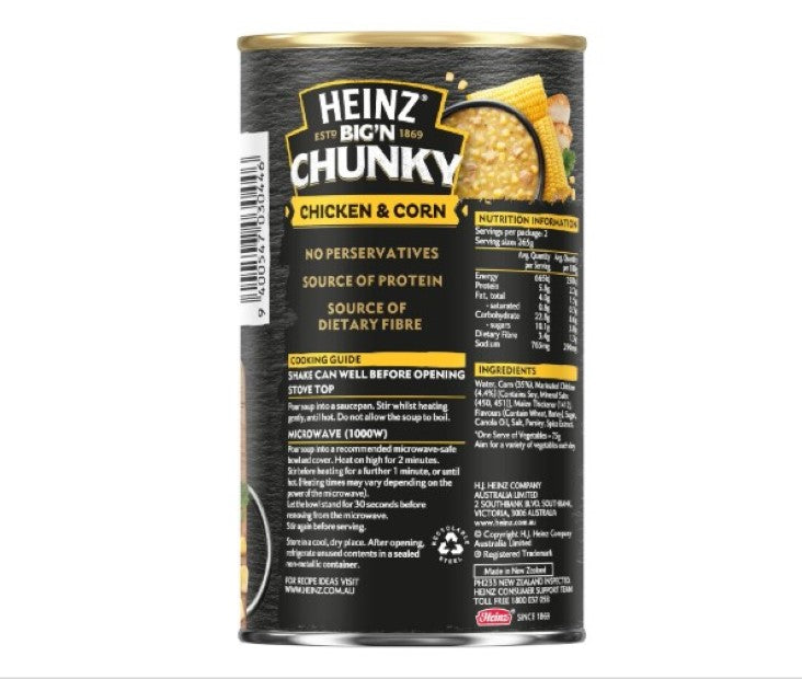 Heinz Big N Chunky Chicken & Corn Soup Can 535g