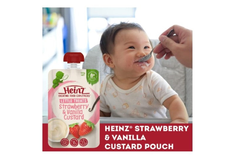 Heinz Little Treats Strawberry & Vanilla Custard Baby Food Pouch 120g 8+ months