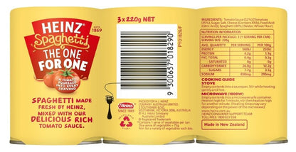 Heinz Spaghetti The One for One Multipack Canned Pasta In Tomato Sauce 220g (Pack of 3)