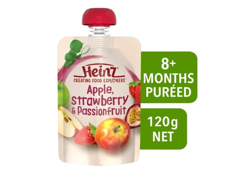 Heinz 8+ Months Apple Strawberry and Passionfruit Heinz For Baby Baby Food 120g (pack of 6)