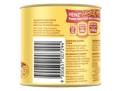 Heinz Spaghetti The One for One Canned Pasta In Tomato Sauce Ready To Eat Quick and Convenient Meal, 220g