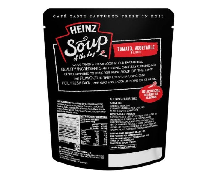 Heinz Soup of the Day Tomato, Vegetable & Lentil Soup Pouch 430g