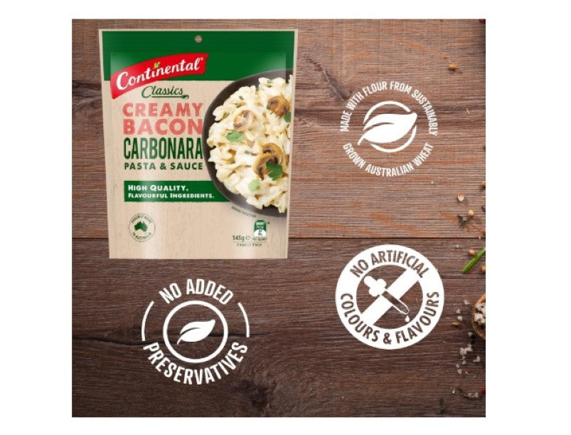 CONTINENTAL Pasta and Sauce Family Bacon and Carbonara 145g