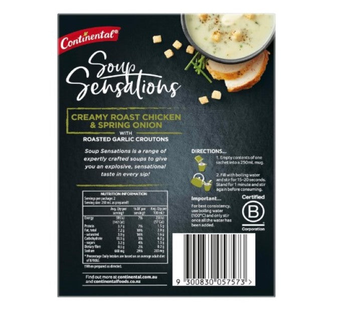 Continental Creamy Roast Chicken & Spring Onion with Roasted Garlic Croutons Soup Sensations 61 g