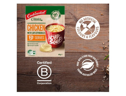 CONTINENTAL Cup-A-Soup | Chicken With Lots Of Noodles, 2 pack, 60g