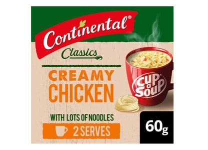 CONTINENTAL Cup-A-Soup | Creamy Chicken With Lots Of Noodles, 2 pack, 60g