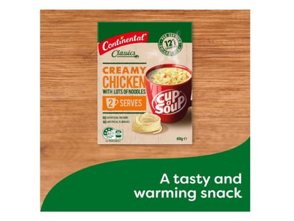 CONTINENTAL Cup-A-Soup | Creamy Chicken With Lots Of Noodles, 2 pack, 60g