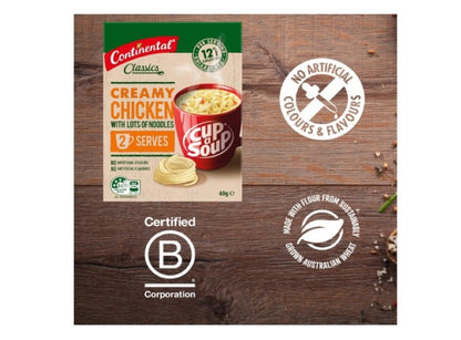 CONTINENTAL Cup-A-Soup | Creamy Chicken With Lots Of Noodles, 2 pack, 60g