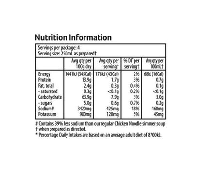 16 x Continental Simmer Soup Chicken Noodle Salt Reduced, 40g