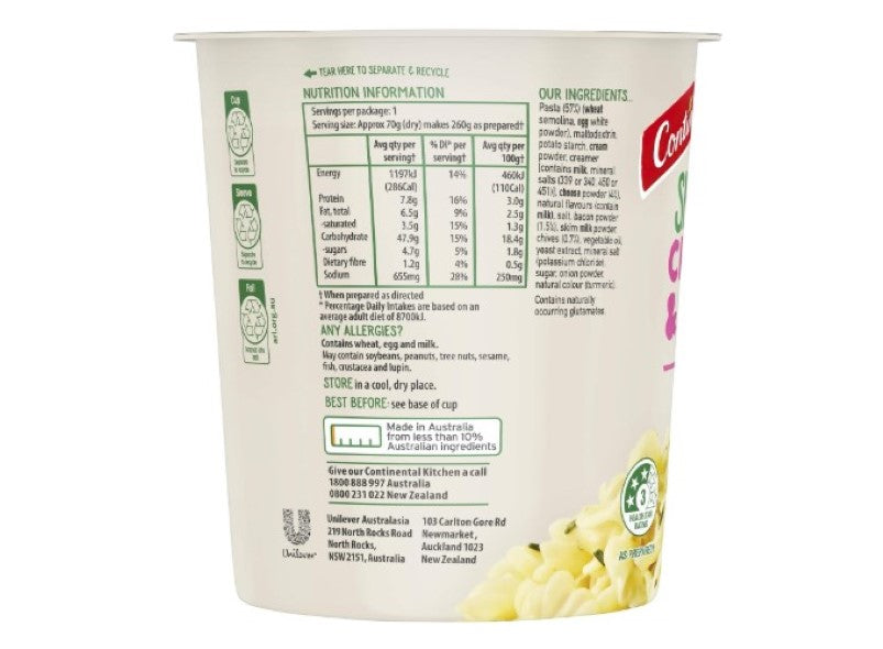 Continental Snack Pot | Cheese & Bacon Pasta, 70g