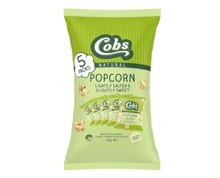 Cobs Natural Lightly Salted and Slightly Sweet Popcorn, 13g x 5 bag Multipack x10 (650g total)