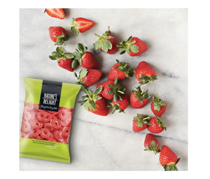 Natures Delight Sour Strawberry Rings 275 g