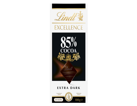 Lindt Excellence Dark Chocolate 85% Cocoa Block 100g - 2 Pack