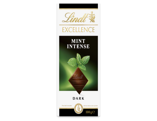 Lindt Excellence Mint Intense Dark Chocolate Block 100g - 2 Pack