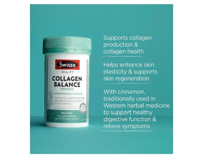 Swisse Beauty Collagen Balance Skin + Digestion Powder - Helps Enhance Skin Elastiity - 120g