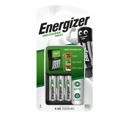 Energizer | Maxi Battery Charger - Charges NiMH Rechargeable AA and AAA Batteries (4 AA Rechargeable Batteries Included)