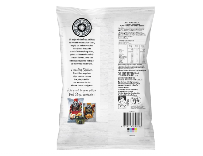 Red Rock Deli Trio of Cheeses Flavoured Chips 150 g