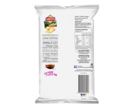 Smith's Crinkle Cut Salt and Vinegar Potato Chips 114 g