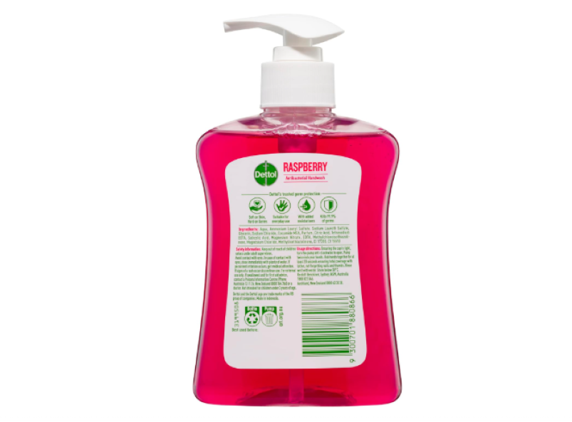 Dettol Liquid Hand Wash Raspberry and Pomegranate Pump Anti-Bacterial, 250ml - 6 Pack