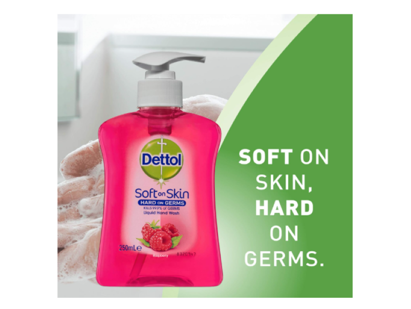 Dettol Liquid Hand Wash Raspberry and Pomegranate Pump Anti-Bacterial, 250ml - 6 Pack