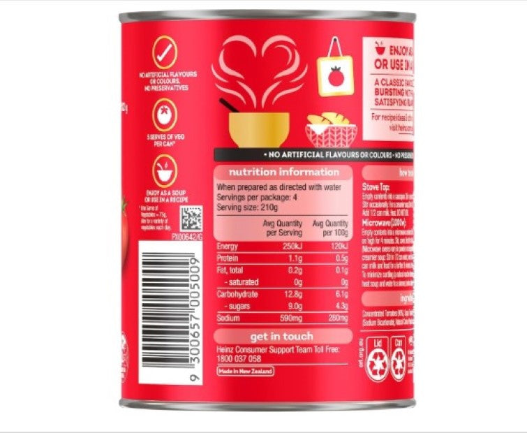 Heinz Big Red Condensed Tomato Soup Vegetarian Creamy Soup Canned Soup Tinned Soup 420g