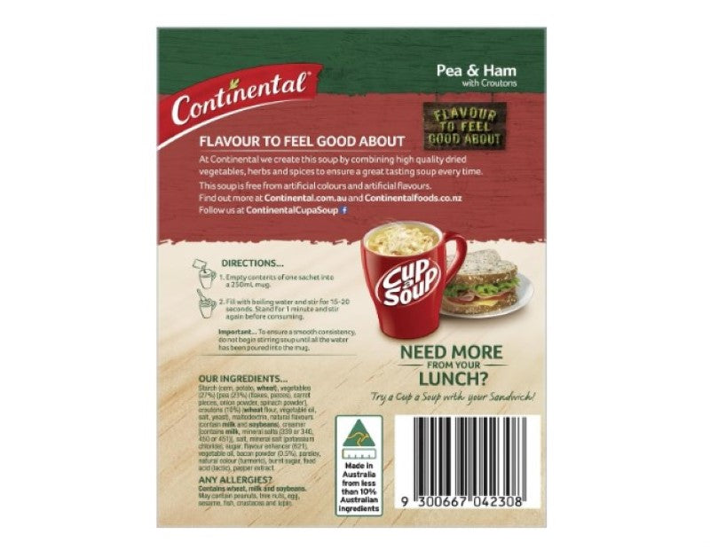 CONTINENTAL Cup-A-Soup | Pea & Ham with Croutons, 2 pack, 52g