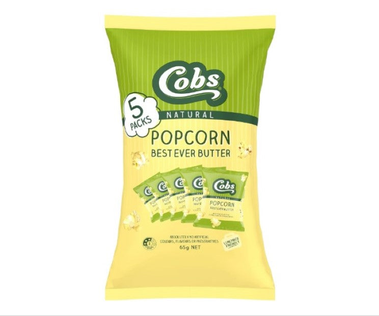 Cobs Best Ever Butter Popcorn 13g x 5 bag Multipack x 10 (650g total)