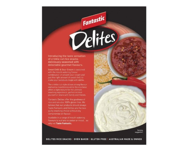 Fantastic Delites Sweet Chilli and Sour Cream Rice Crackers, 100g