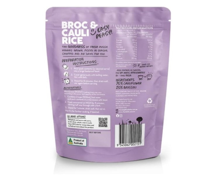 Fine Fettle Broc & Cauli Rice 50g - Carton of 6. 100% natural gluten free