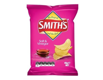 Smiths Crinkle Salt and Vinegar Chips 45 g (Pack of 18)