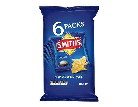 Smith's Crinkle Cut Original Potato Chips 114 g (6 Serve Pack)