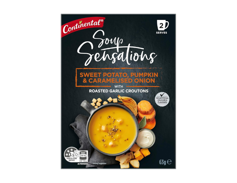 Continental Sweet Potato, Pumpkin and Caramelised Onion with Roasted Garlic Croutons Soup Sensations 63 g